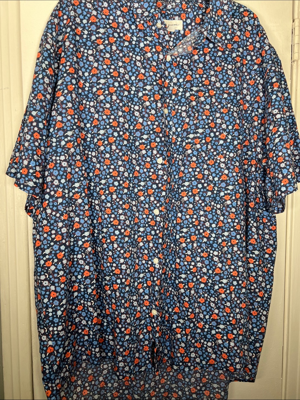 Free Assembly Men’s Navy Floral Dress Shirt 3XL